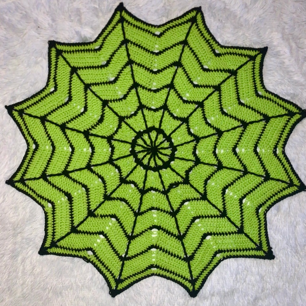 Lime and Black Web Pattern Throw -Goth Baby Blanket